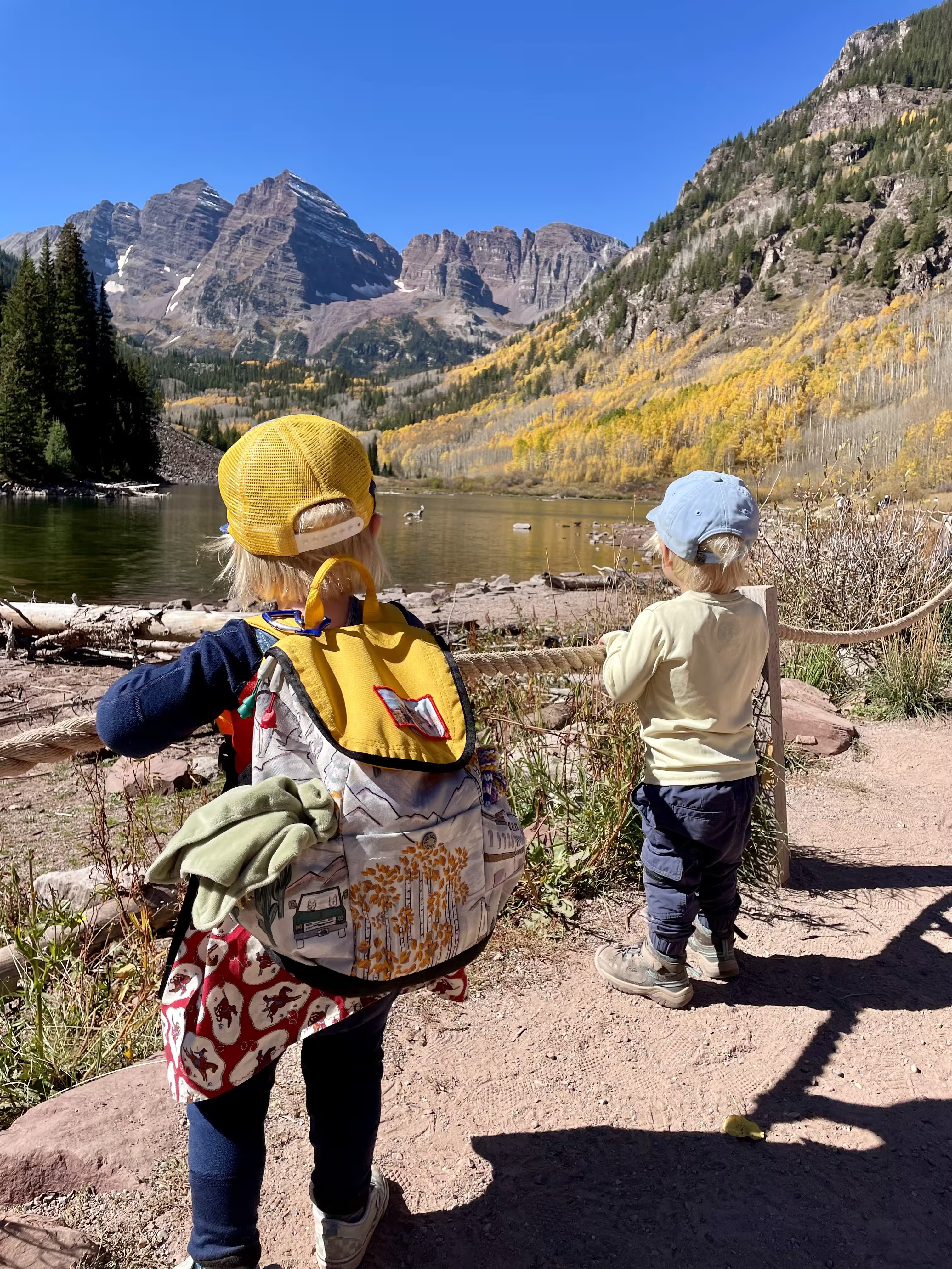 Children gazing at the maroon bells